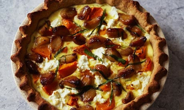 Caramelized garlic pie with an almond flour base – Red Lion Organic Farms