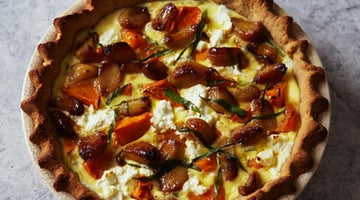Caramelized garlic pie with an almond flour base